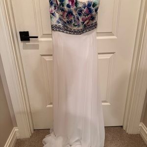 Ellie Wilde Floral Prom Dress blue, green, purple